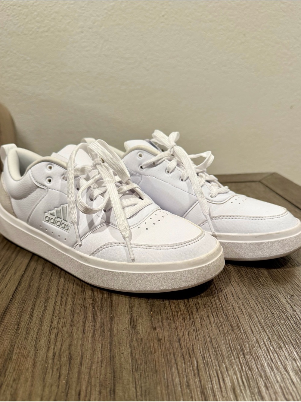 adidas White Athletic Sneakers with Light Gray Heel Accent - Picture 5 of 7